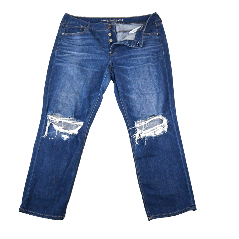 American Eagle Jeans Womens 16 Reg (37x27) Tomgirl Button Fly Distressed